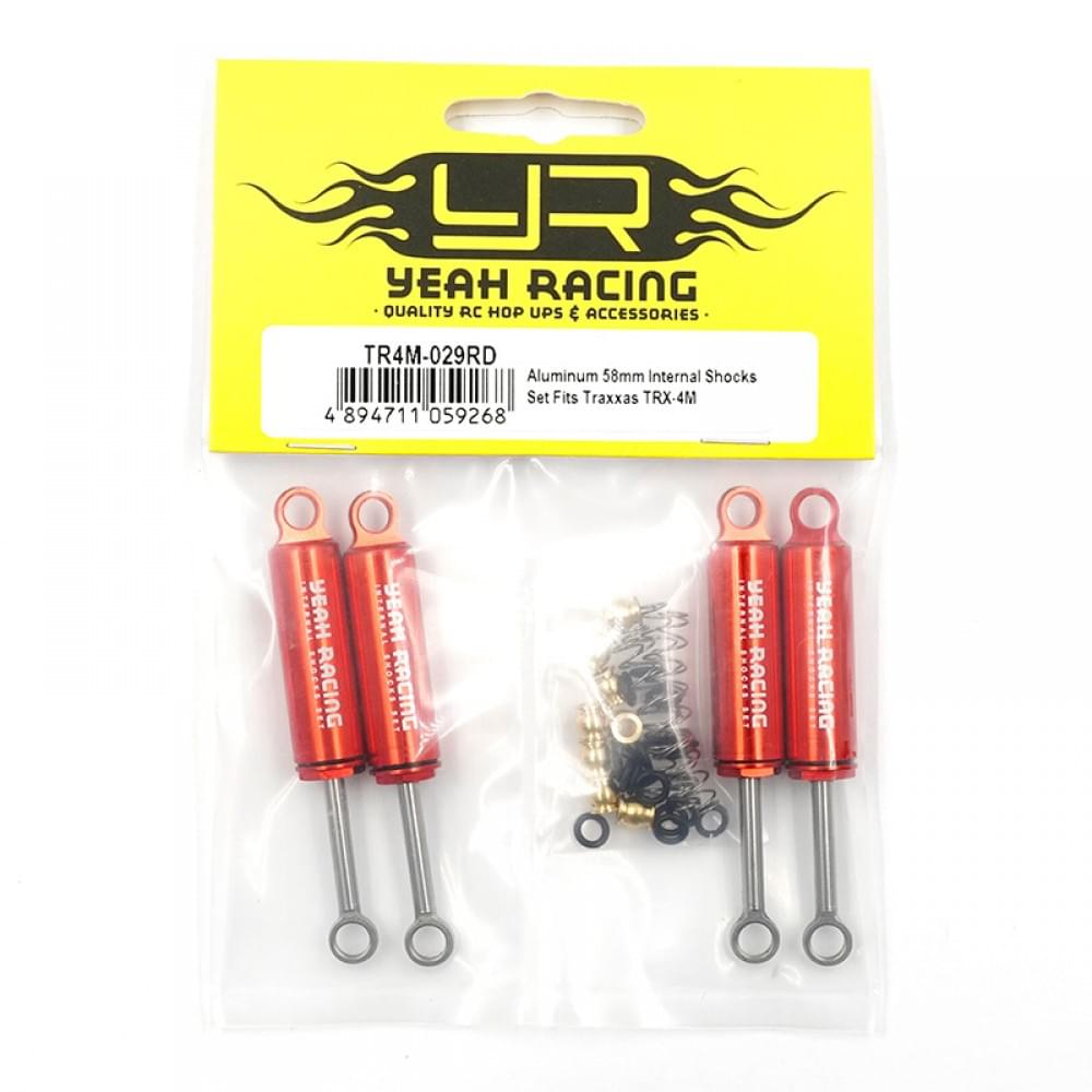 4 Amortisseurs Hydrauliques alu 58mm Traxxas TRX-4M 1/18 rouge Yeah racing - Breizh Modélisme.