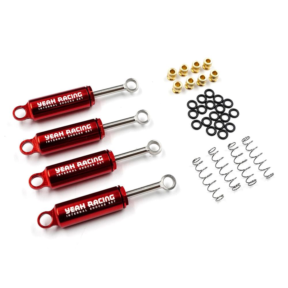 4 Amortisseurs Hydrauliques alu Traxxas TRX-4M 1/18 rouge Yeah racing - Breizh Modélisme.