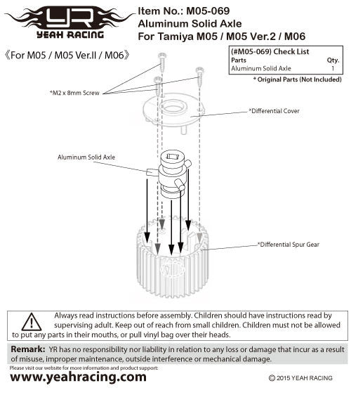 Axe solide en aluminium bleu pour Tamiya TT01 Yeah Racing - Breizh Modélisme.