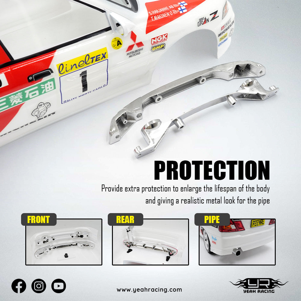 Carrosserie peinte et découpée avec jeu de jantes 1/10 Mitsubishi Lancer EVO IV Rally Catalunya 1997 - Breizh Modélisme.