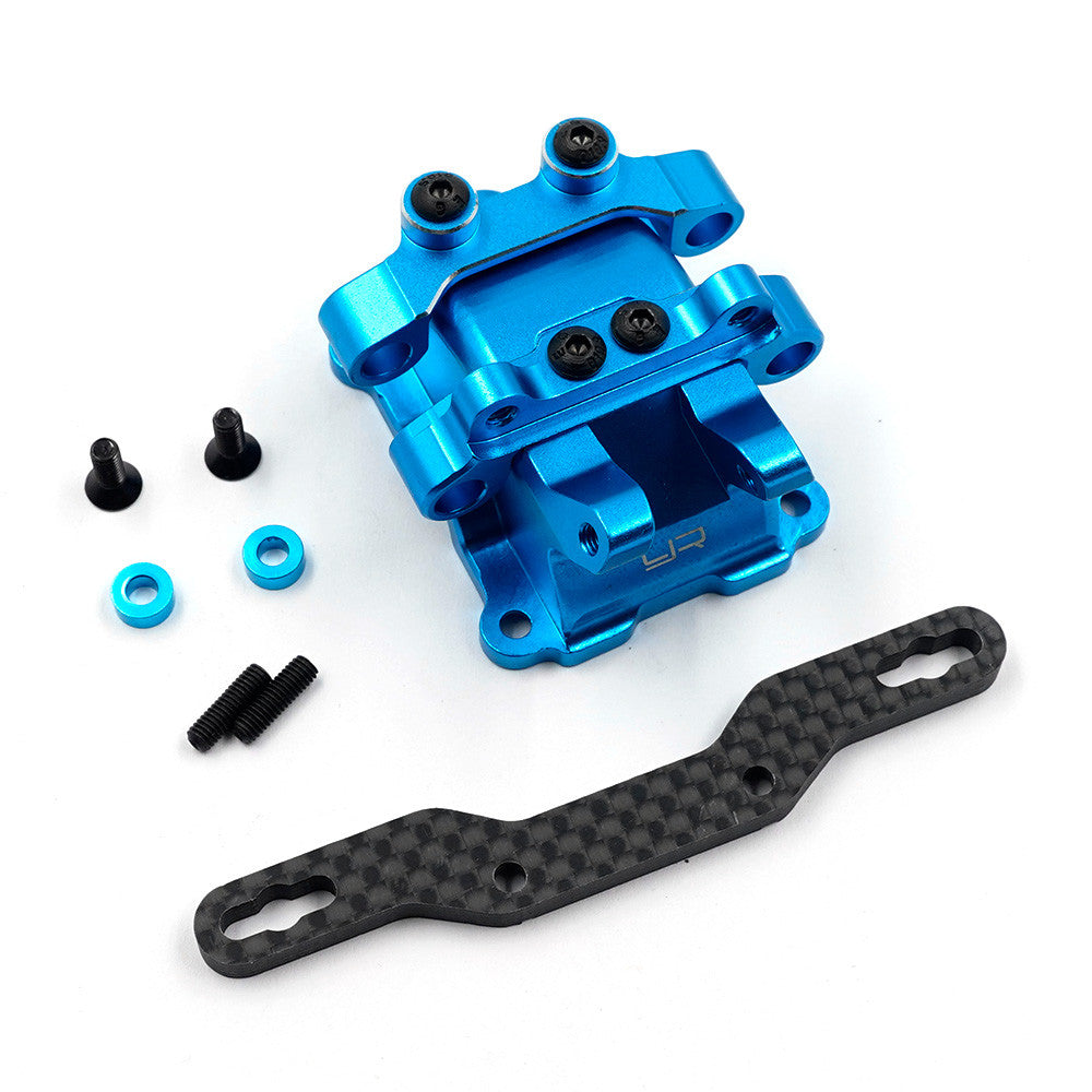 Couvercle de boîte de vitesses en aluminium avec support d'amortisseur en carbone pour Tamiya TT02 - Breizh Modélisme.