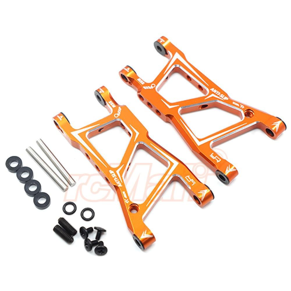 Jeu de bras inférieur arrière orange en aluminium pour HPI RS4 Sport 3 - Breizh Modélisme.