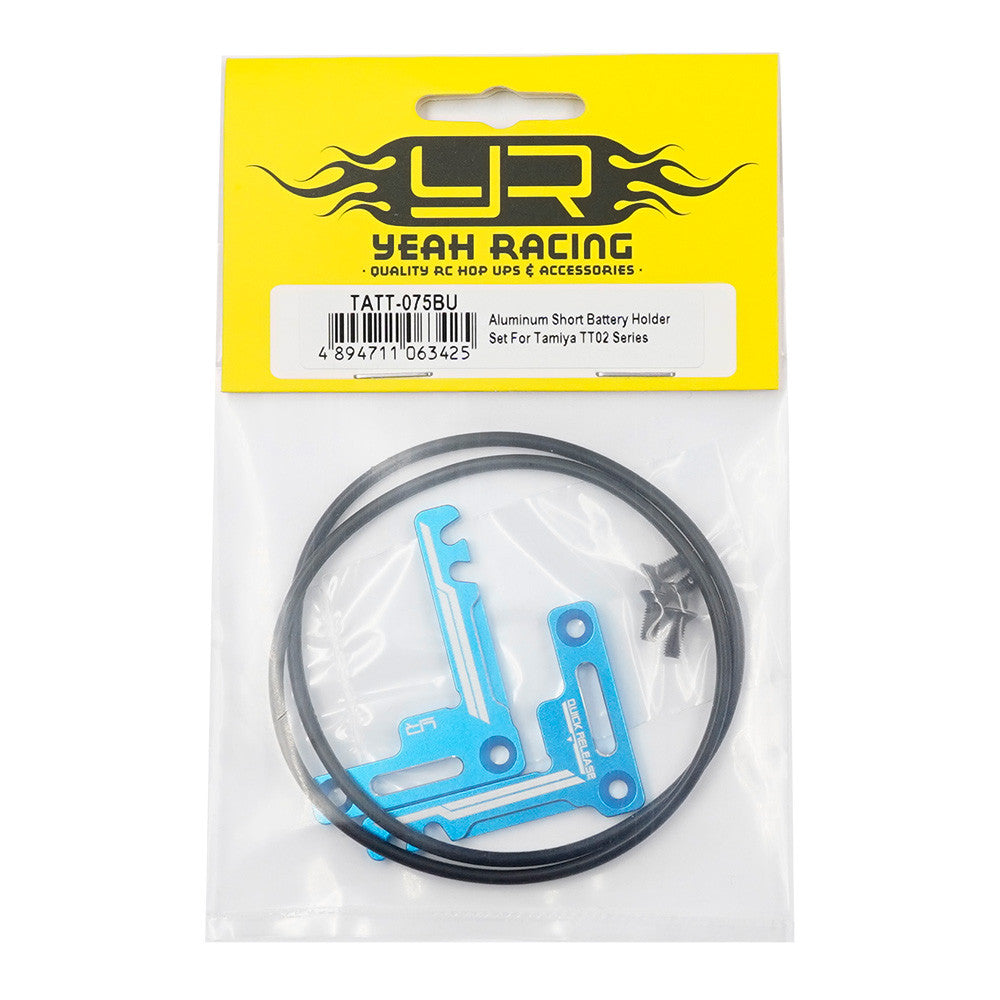 Jeu de supports de batterie courts en aluminium pour Tamiya TT02 - TATT-075BU - Breizh Modélisme.
