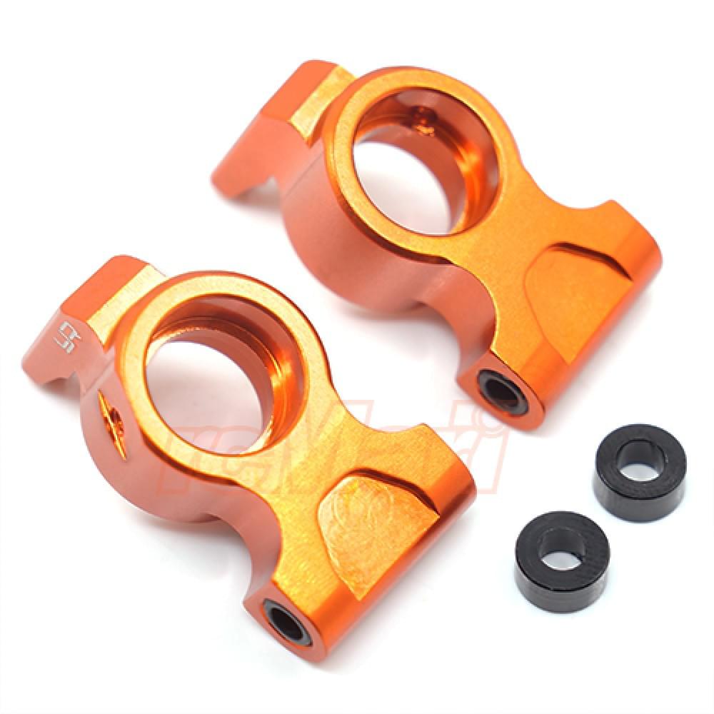 Moyeu arrière/bras d'articulation orange en aluminium pour HPI RS4 Sport 3 - Breizh Modélisme.