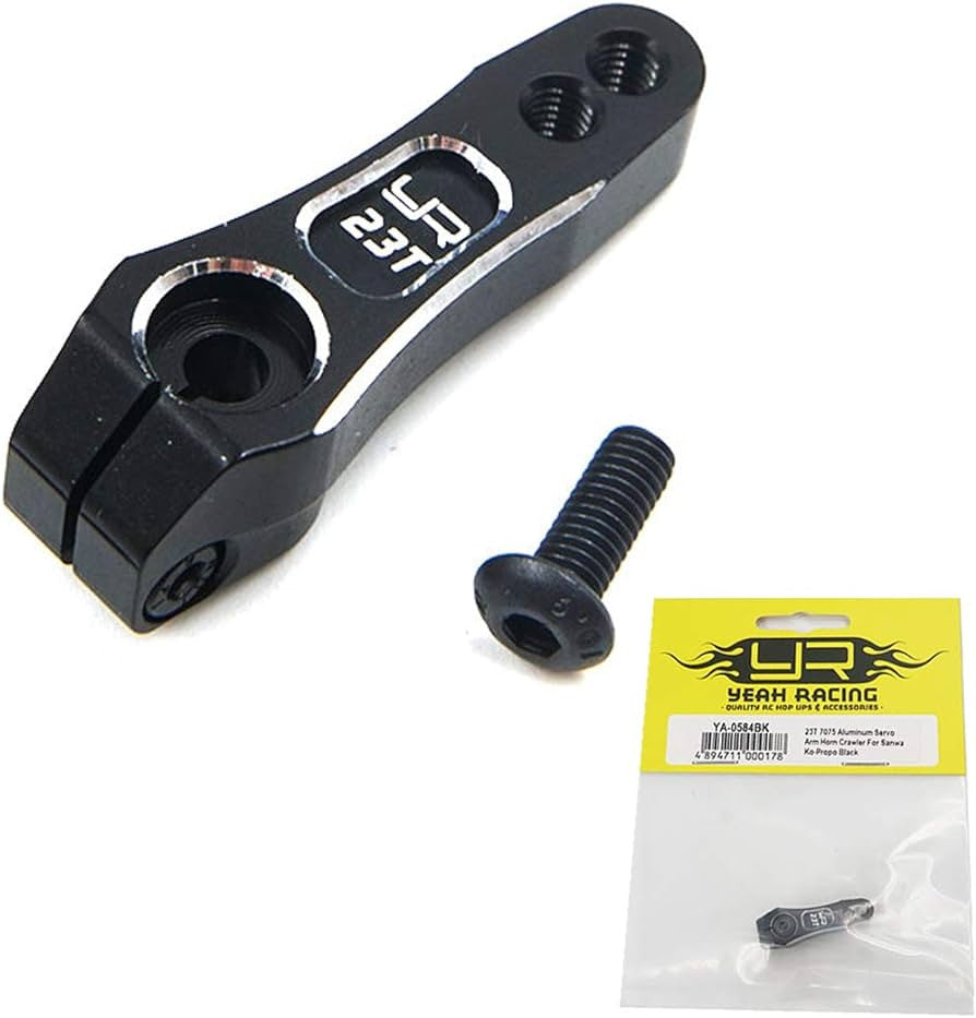 Palonnier servo double en aluminium 23T noir - Breizh Modélisme.