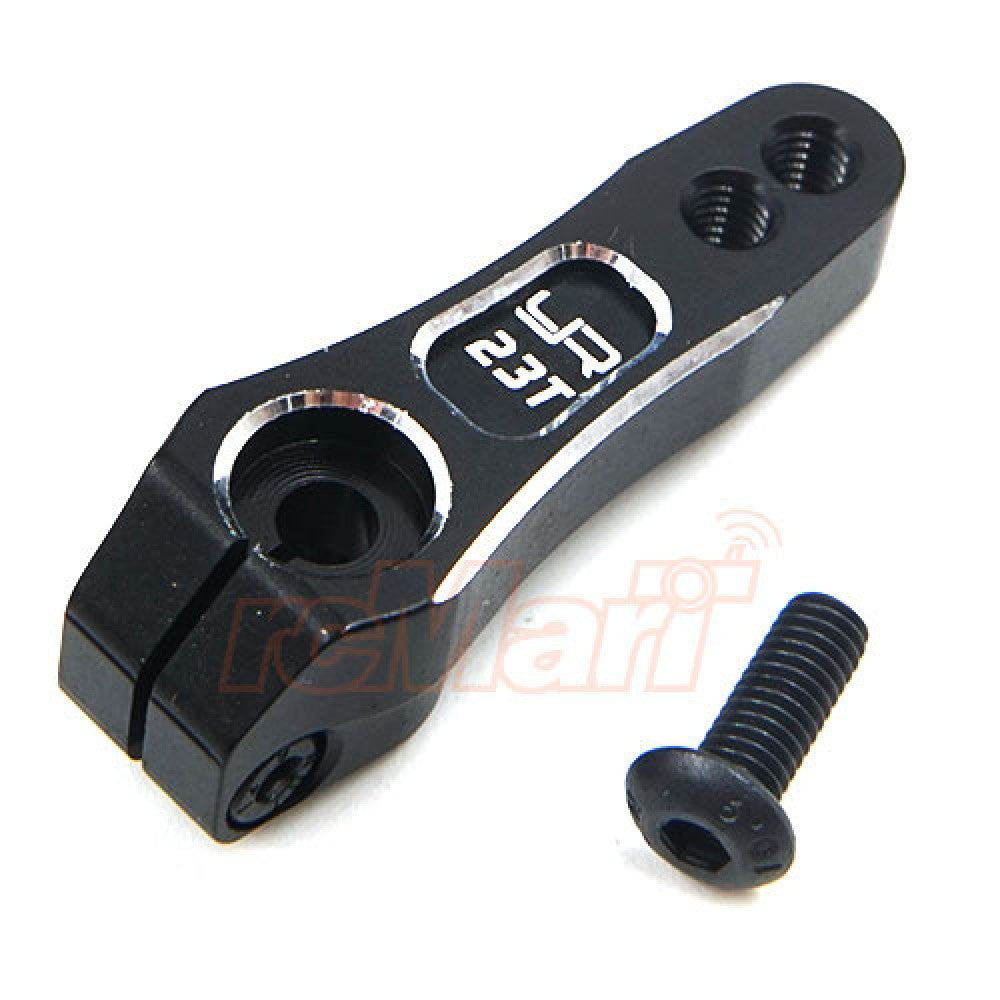 Palonnier servo double en aluminium 23T noir - Breizh Modélisme.