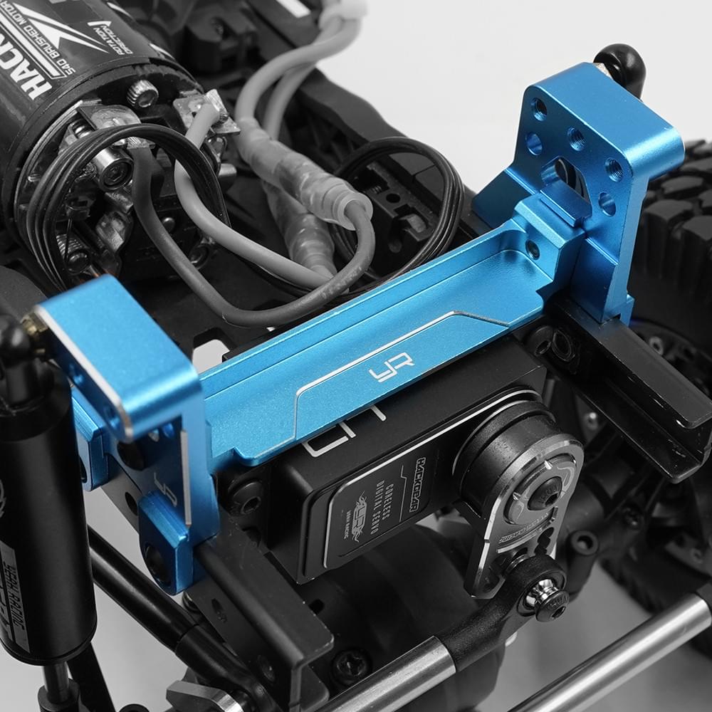 Support de servo en aluminium pour Tamiya CC02 bleu - Breizh Modélisme.