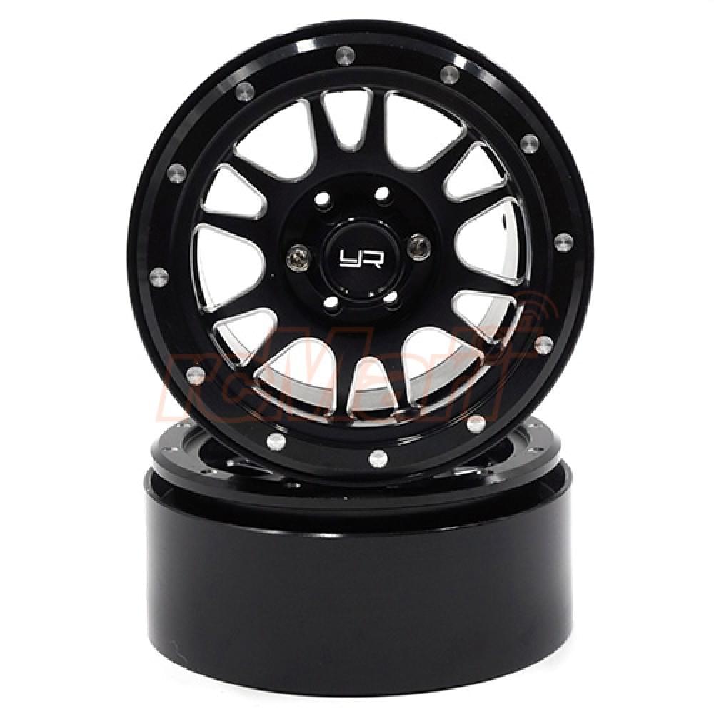 Yeah Racing 2 Jantes 2.2 Crawler 1/10 alu noire CNC 12 branches avec Hubs - Breizh Modélisme.