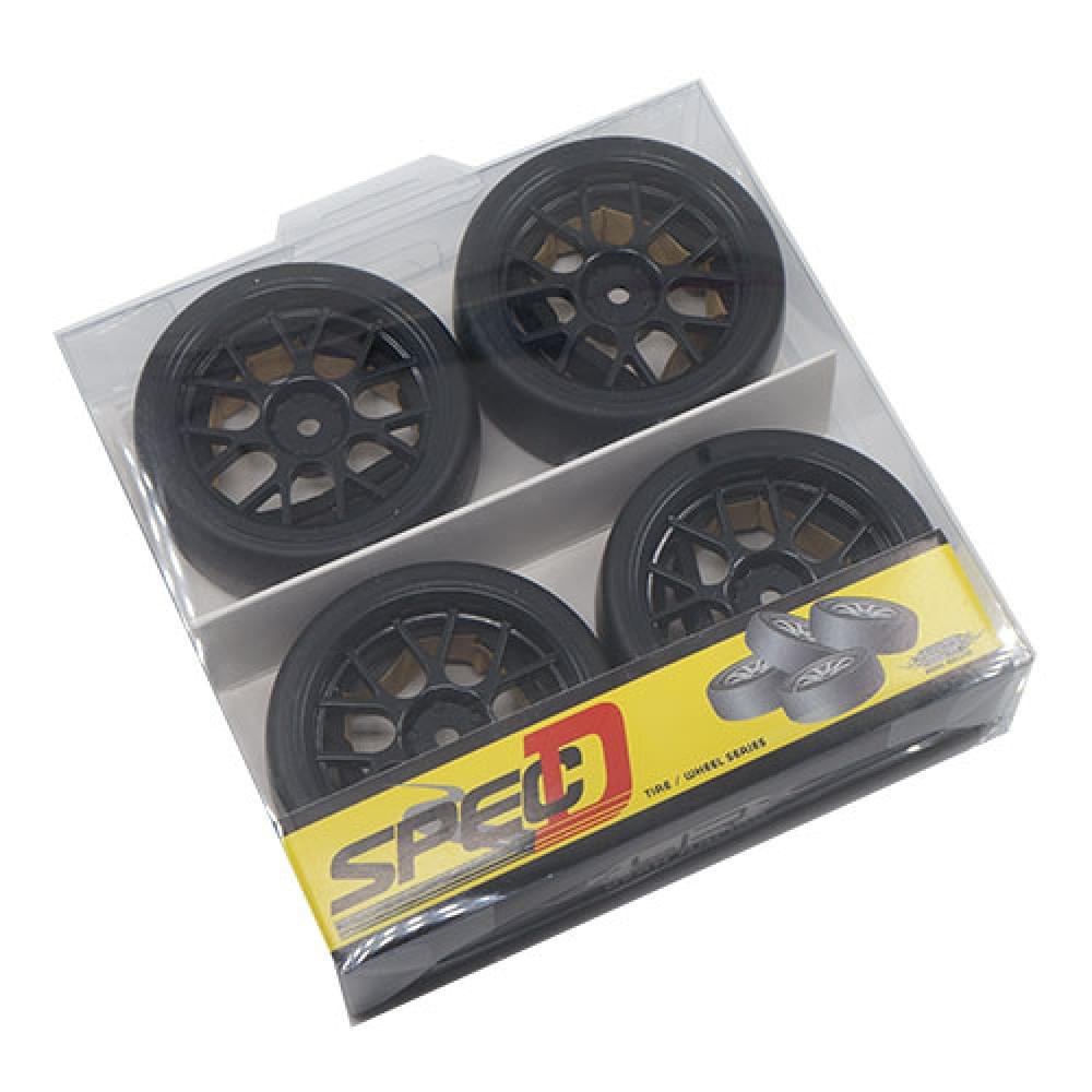Yeah Racing 4 pneus noir Spec D CS 1/10 drift - Breizh Modélisme.