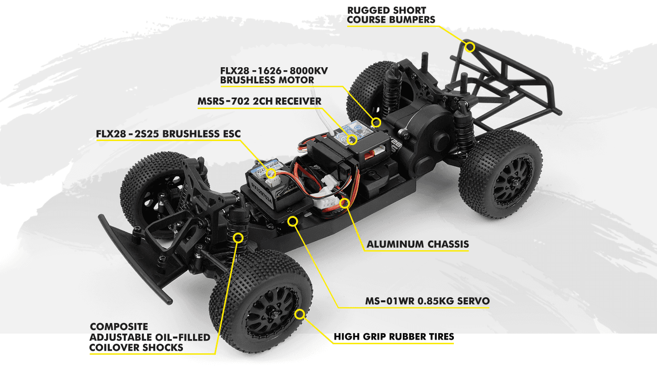 Short course 1/24 Brushless SC flux Maverick Microbe RC jaune – MV151509