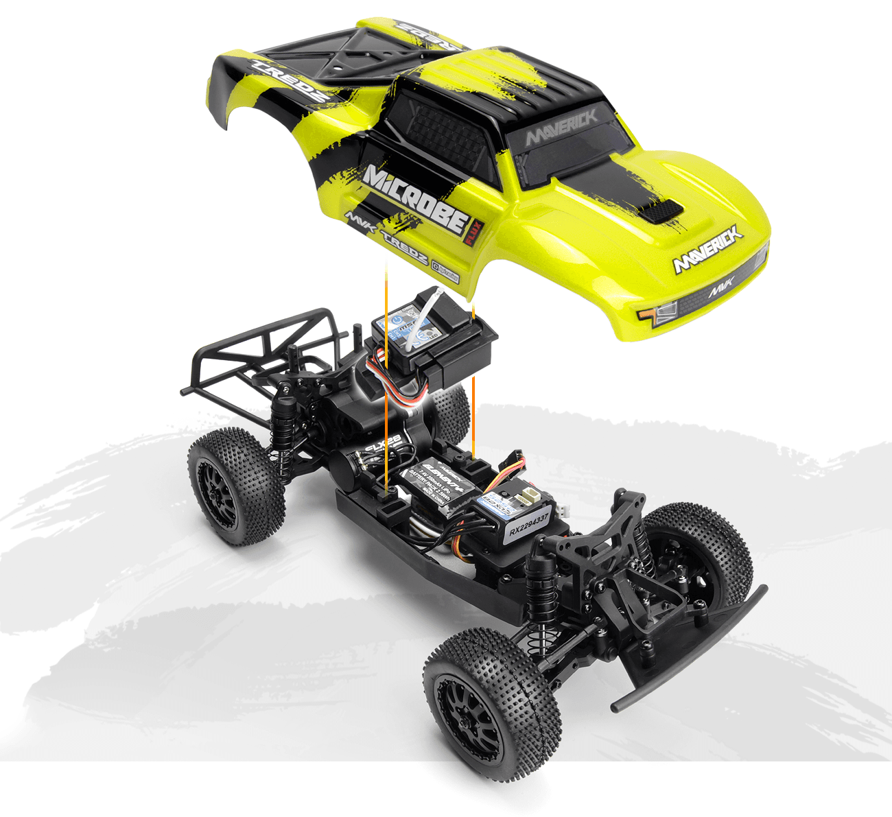 Short course 1/24 Brushless SC flux Maverick Microbe RC jaune – MV151509