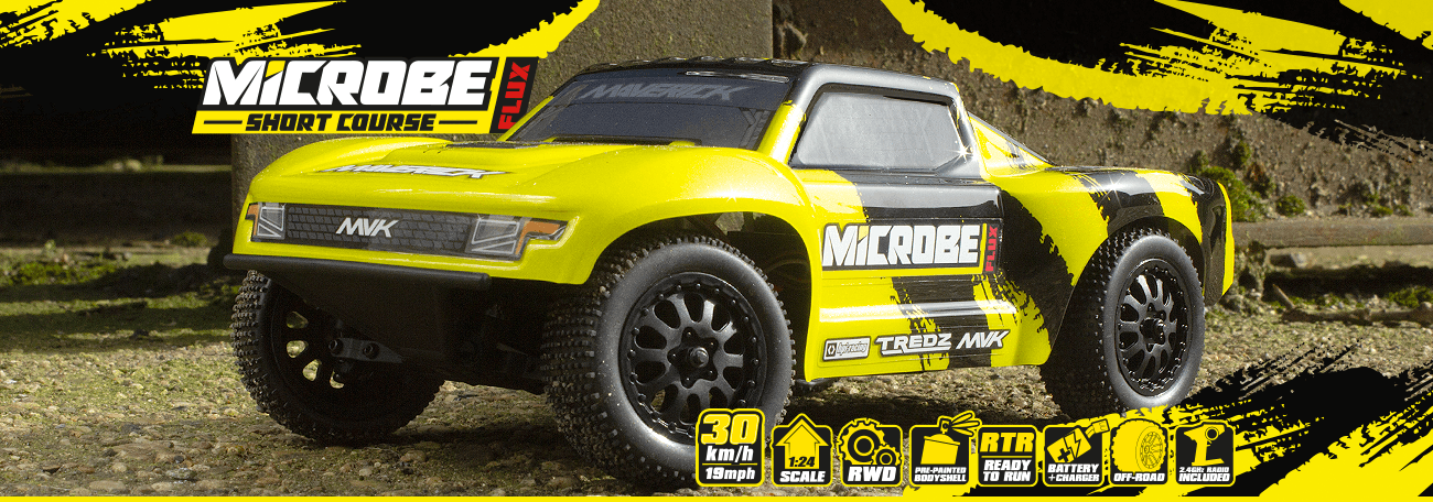Short course 1/24 Brushless SC flux Maverick Microbe RC jaune – MV151509