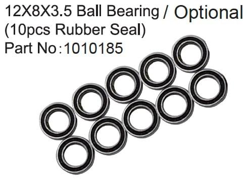 12X8X3.5 Ball Bearing ( 10pcs Rubber Seal ) - Breizh Modélisme.