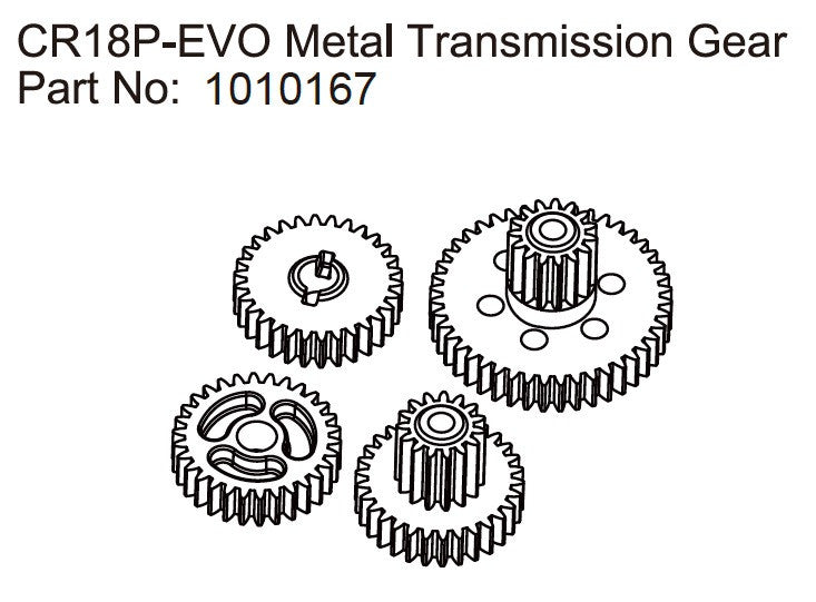 Metal Transmission Gears - EVO 1:18 - Breizh Modélisme.