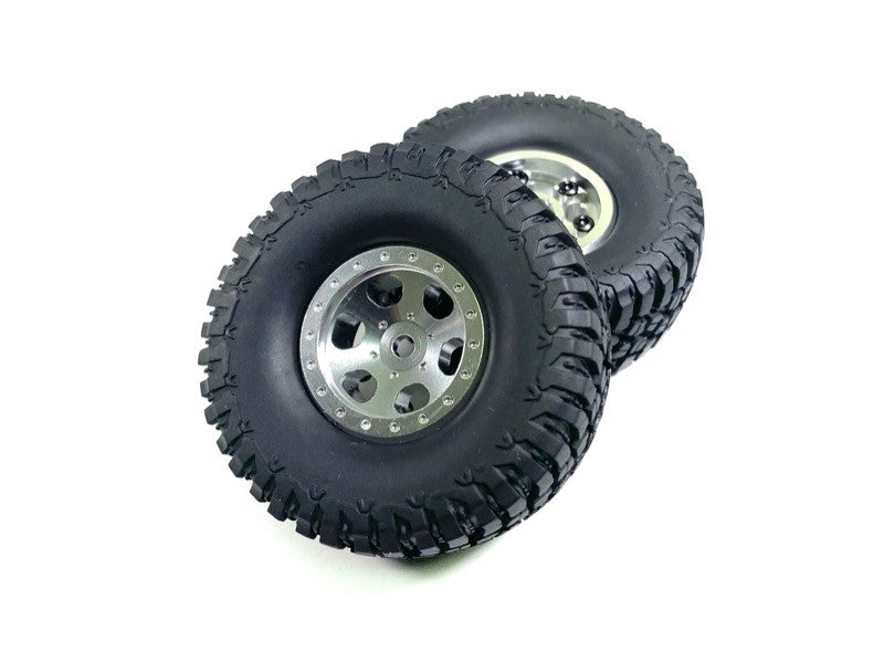 Roues 1.2 Aluminium Beadlock argent 1:18 / 1:24 Crawler (2)" - Breizh Modélisme.