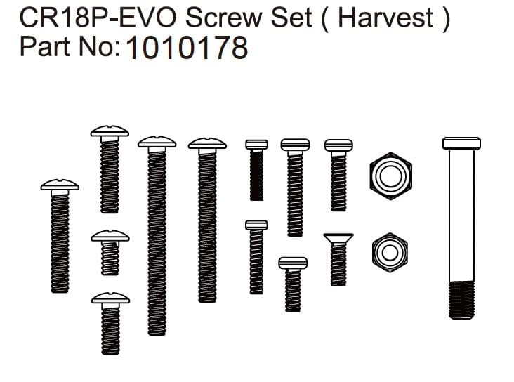 Screw Set Harvest - EVO 1:18 - Breizh Modélisme.