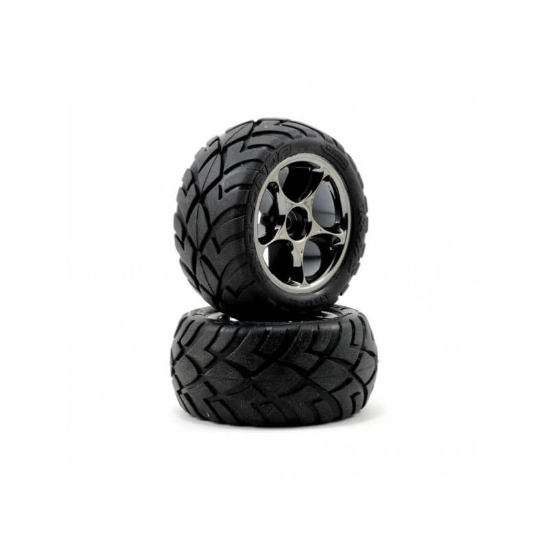 2 Pneus Anaconda 2.2 + Jantes Gris/Noir Traxxas 2478A