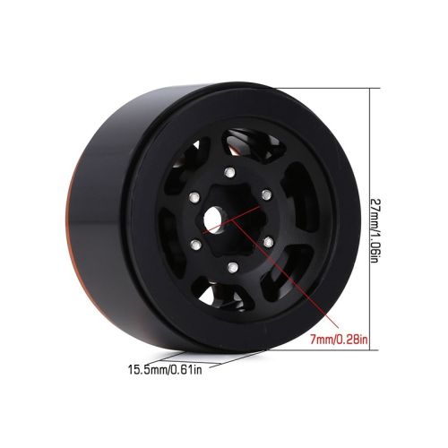 Injora 1.0in 12-Spoke Beadlock Aluminium Wheels for 1/18 1/24 Crawlers (4) (W1049) - Orange/Black