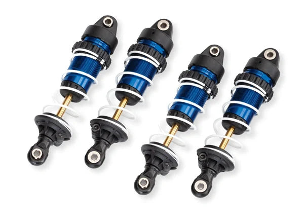 Amortisseurs GTR Long Complet Bleu (4) - Traxxas 10765-BLUE - Breizh Modélisme.