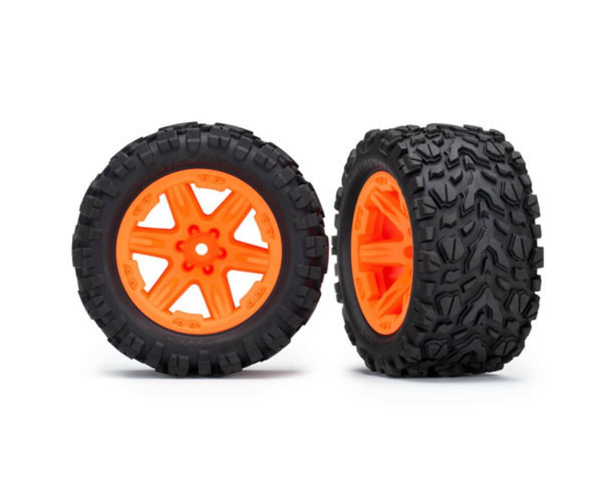 Traxxas 2 roues 2.8 RXT orange AV et ARR Rustler 4x4 VXL 6773A - Breizh Modélisme.
