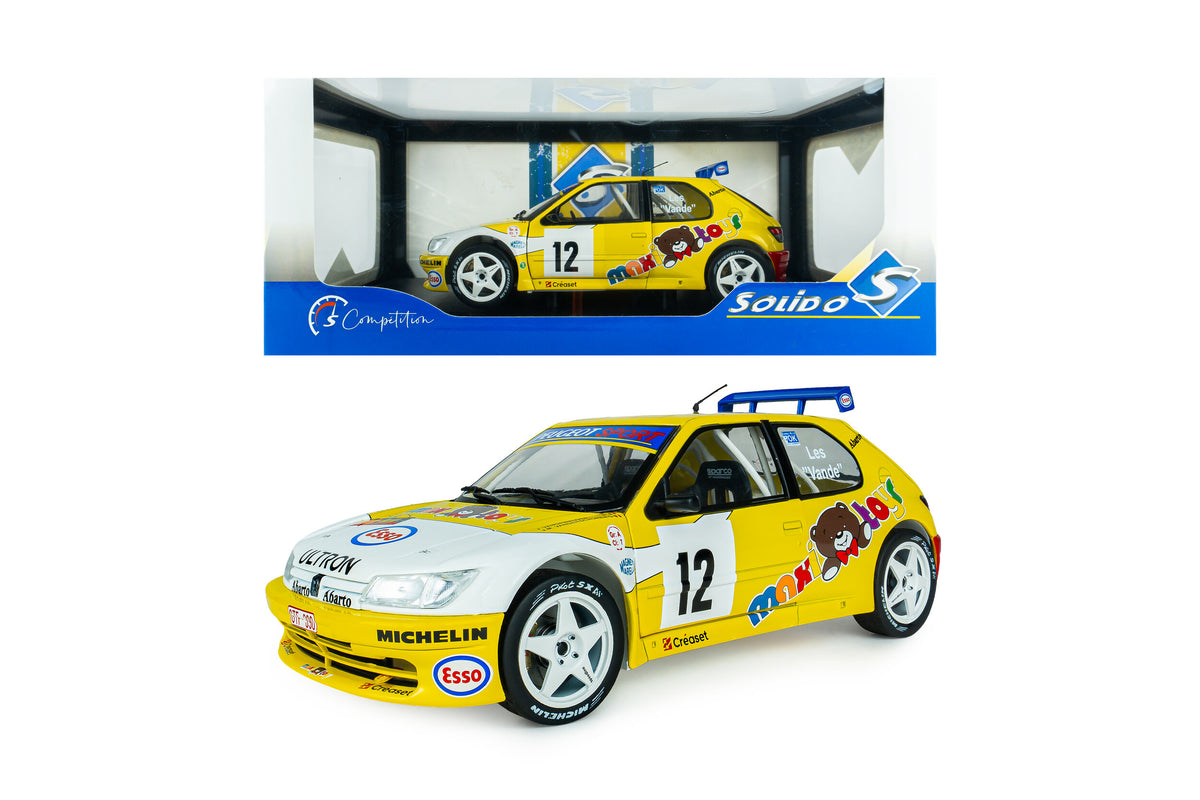 Solido S1808311 Voiture miniature collection 1/18 Peugeot 306 Maxi Rally du Condroz 1997 #12 J.P. Vandewauver / J.M. Vanderschuren