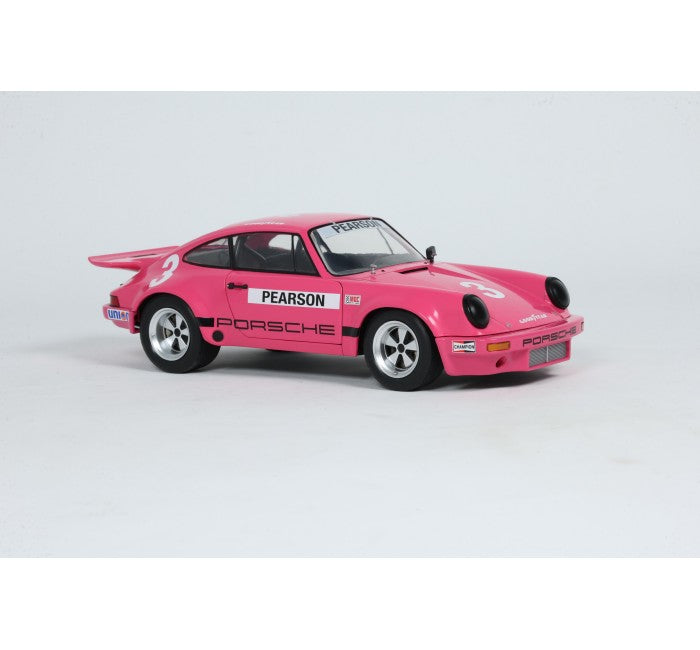Solido S1810706 Voiture miniature collection 1/18 Porsche 911 rose 3 Pearson iroc Daytona 1974