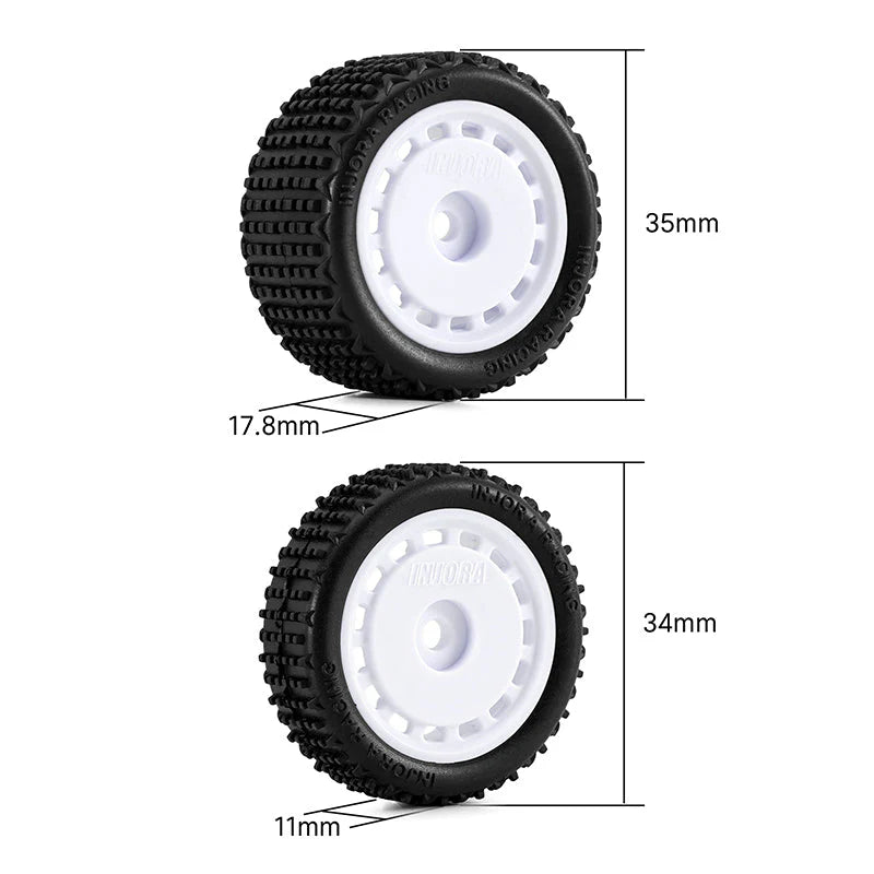 Pneus et roues pré-montés blanc INJORA pour buggy Losi Micro-B 1/24 - MBT01-WH