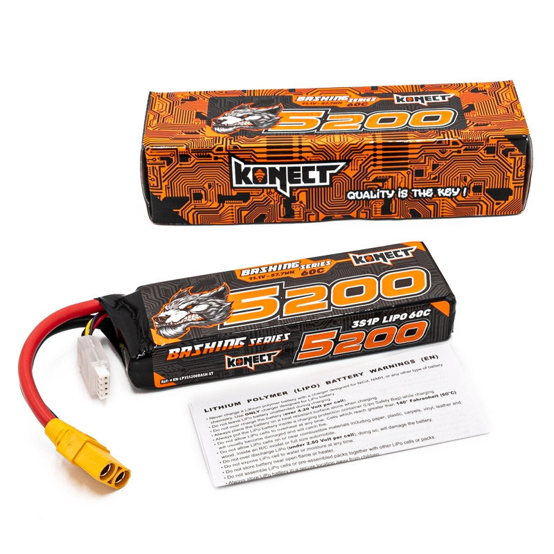 Konect Batterie lipo 3S 5200mah 11.1V 60C 3S1P XT60 Bashing