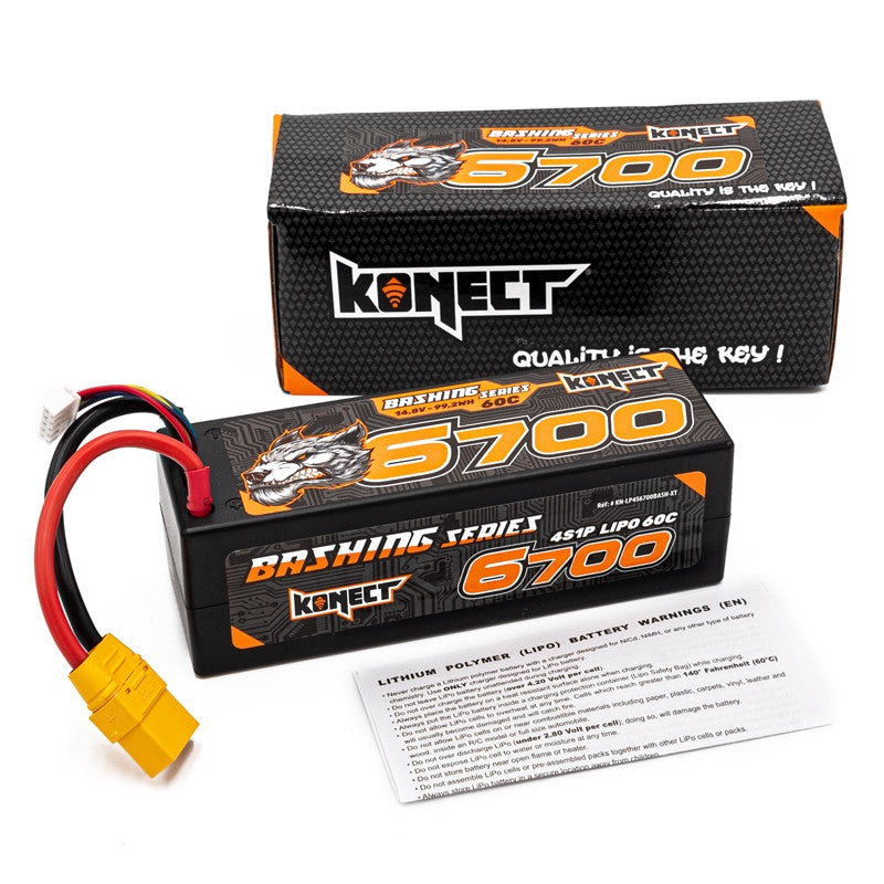 Konect Batterie Lipo 4s 14.8v 6700mah 60C 4S1P Bash XT90 (139x46x45mm)