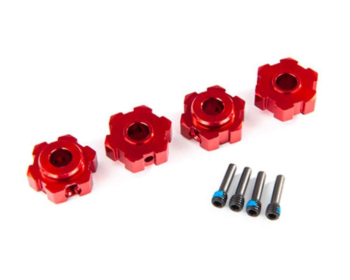 4 Hexagones de roues Alu anodisés rouge + Vis pour Maxx - Traxxas TRX8956R