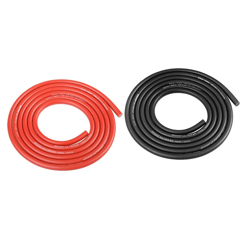 Team Corally - Câble silicone Ultra V+ - Super flexible - Noir et Rouge - 14AWG - 1018 / 0.05 Brins - DE 3.5mm - 2x 1m