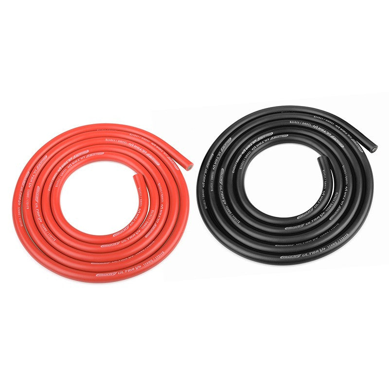 Team Corally - Câble silicone Ultra V+ - Super flexible - Noir et Rouge - 12AWG - 1731 / 0.05 Brins - DE 4.5mm - 2x 1m