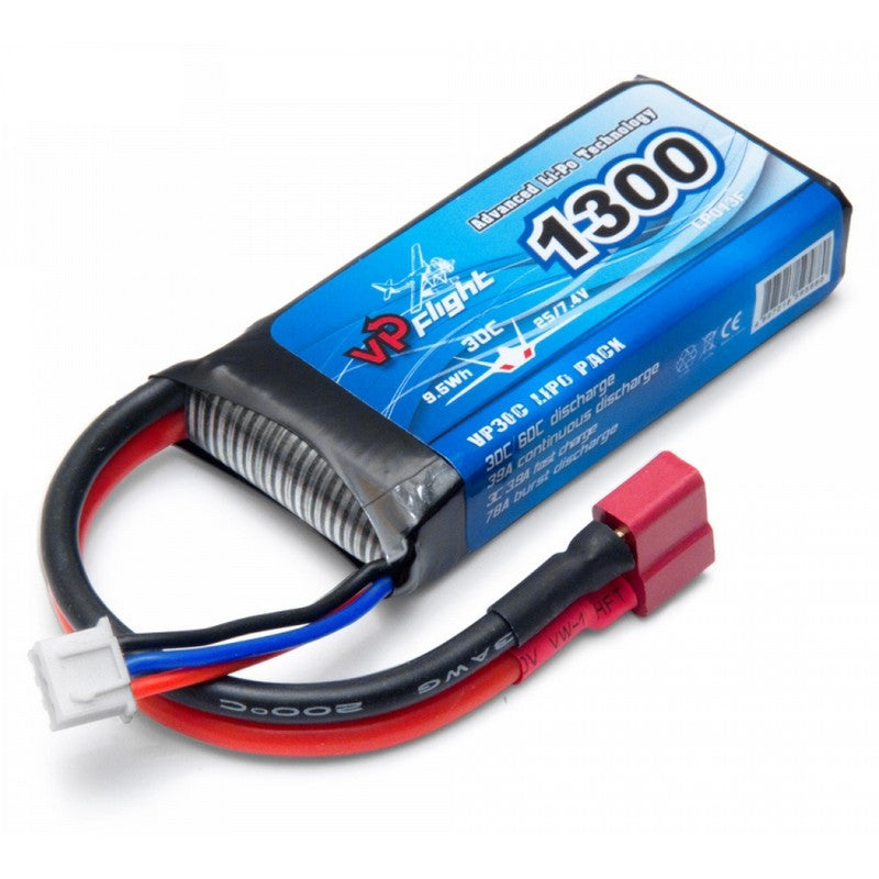 Batterie Lipo 2S 7,4V 1300mAh -T-Plug (71x33x14mm) - VPLP013FD
