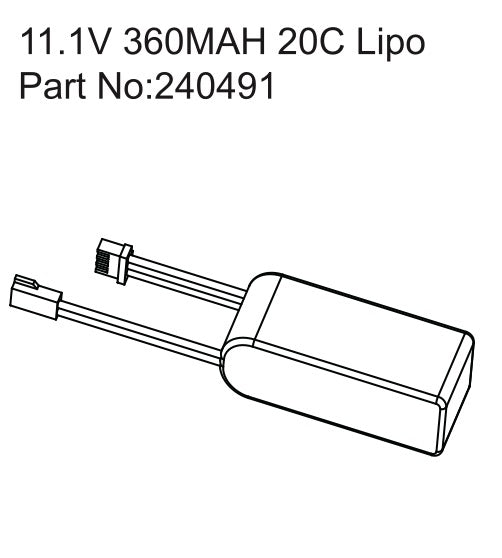 Batterie lipo 3S 11.1V 360mAh 20C prise Molex - HBP240491