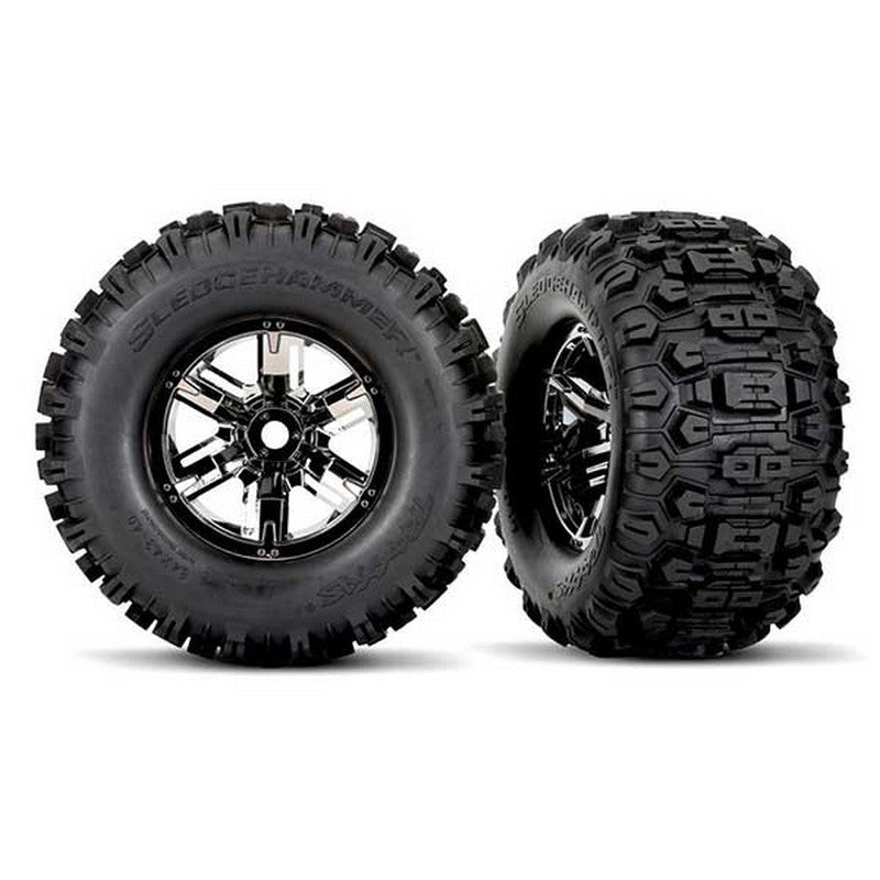 Traxxas 2 roues X Maxx 8S Sledgehammer" Chromée Noires - 7774A"