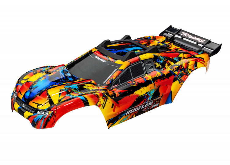 Traxxas 6718R Carrosserie Rustler 4x4/VXL avec supports Solar Flare