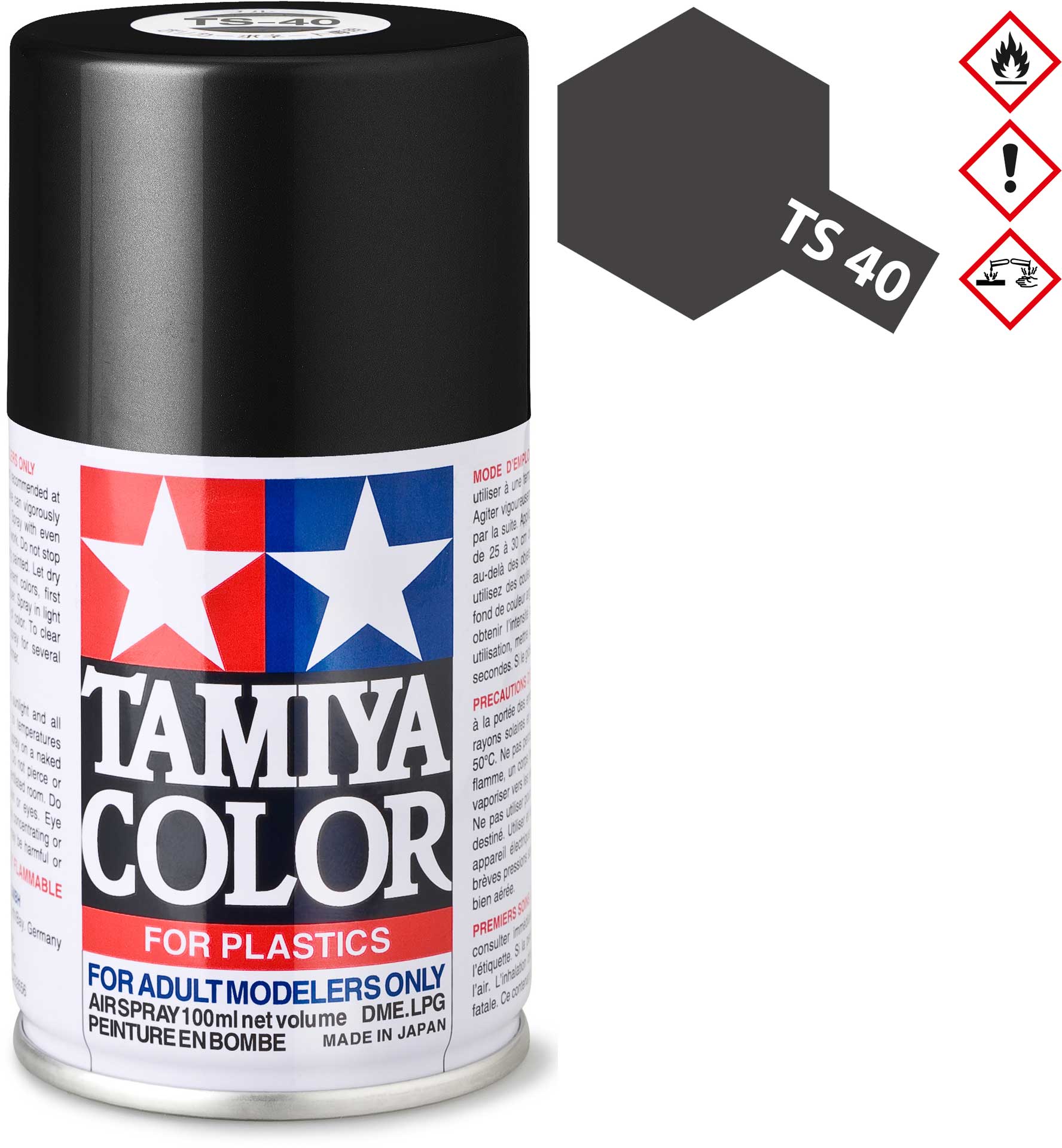 Peinture Maquette TS40 Noir Metal brillant - Tamiya 85040 -
