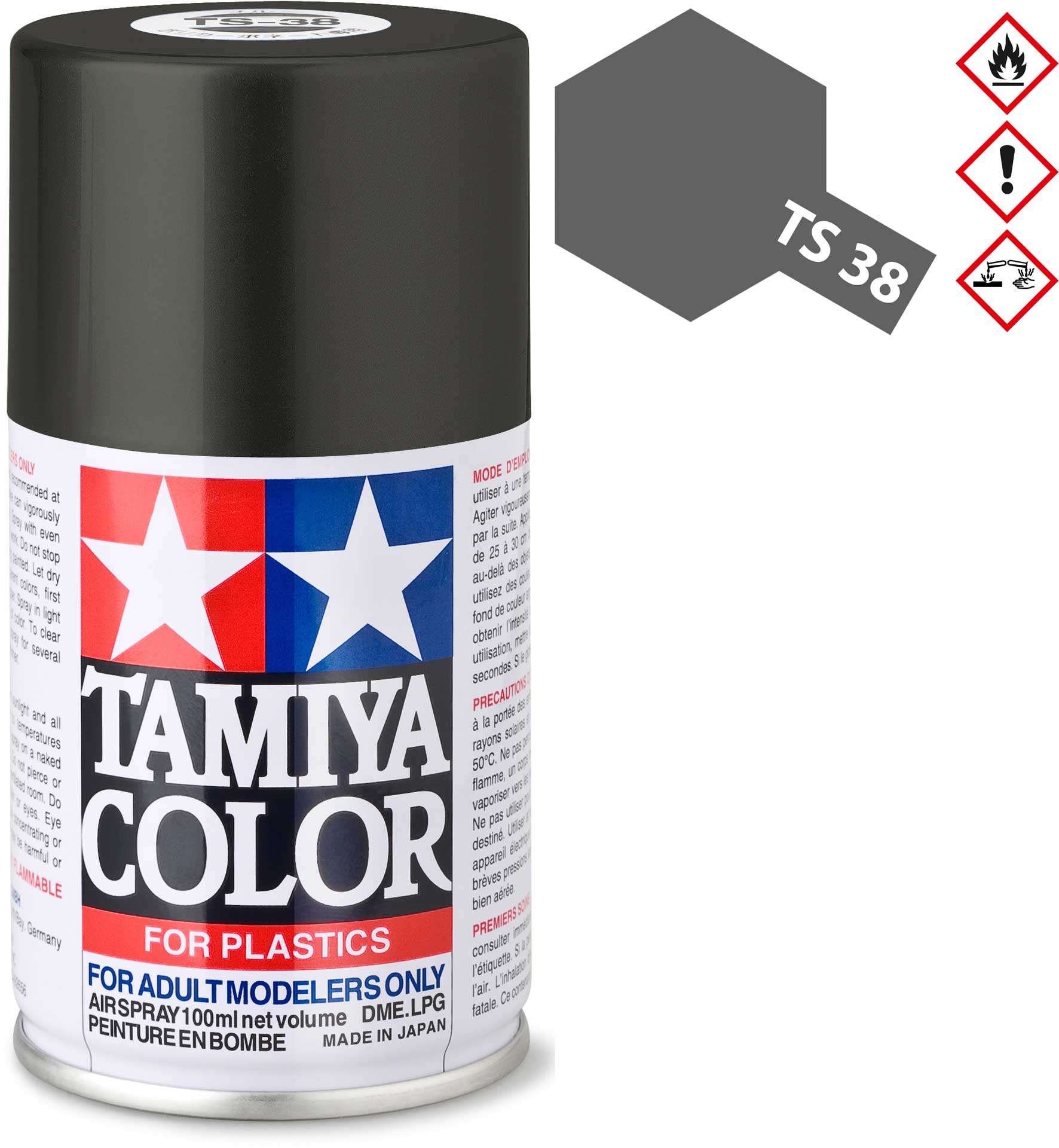 Peinture Maquette TS38 Gris Acier brillant - Tamiya 85038 -