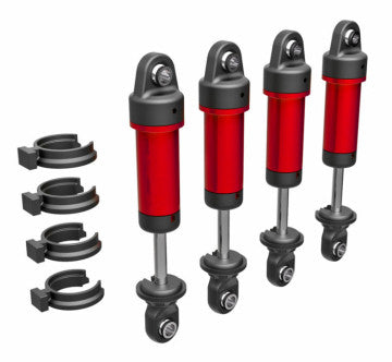 4 Amortisseurs 1/18 Alu Anodises Rouges Traxxas 9764 TRX4M