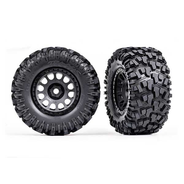 2 Roues Montees Collees XRT et Xmaxx Noires Traxxas 7875