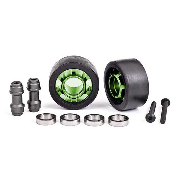 2 Roues alu anodises vert wheelie bar Traxxas XMaxx 7775G
