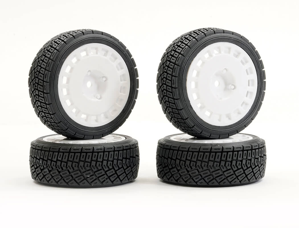 4 roues AV/ARR Rally blanche 1/10
