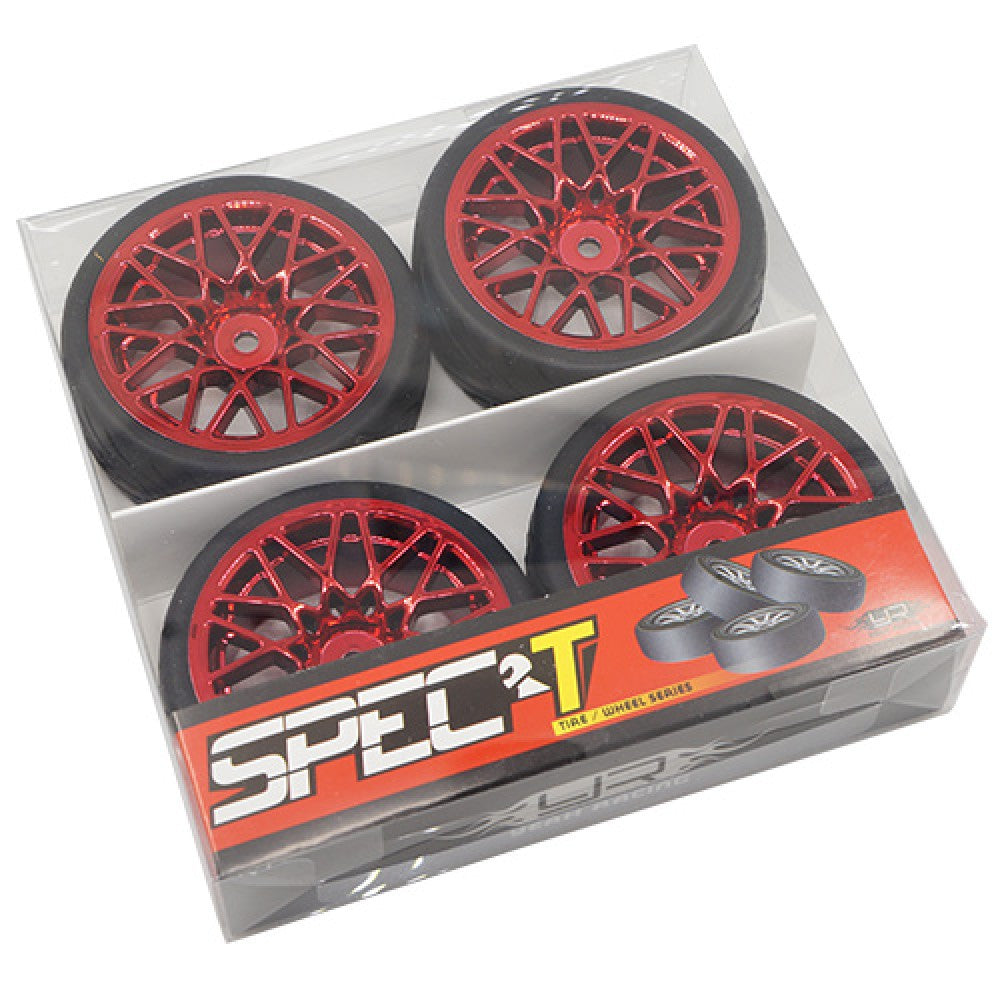 Yeah Racing 4 roues AV/ARR rouge avec Pneus pour 1/10 Touring