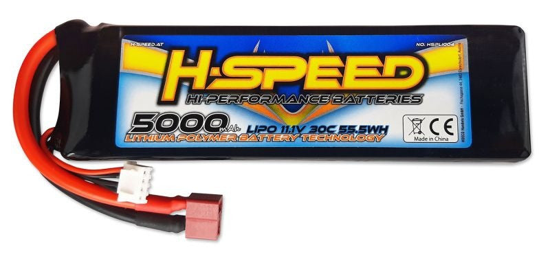 Batterie lipo 3S 5000mAh 11.1V 30C racing Dean et XH (155x26x45mm)