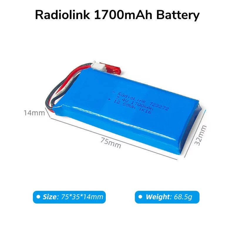 Batterie Lipo 2S 1700mAh pour radio RC8X /RC4GS V3/RC6GS V3/T8FB BT/AT10II