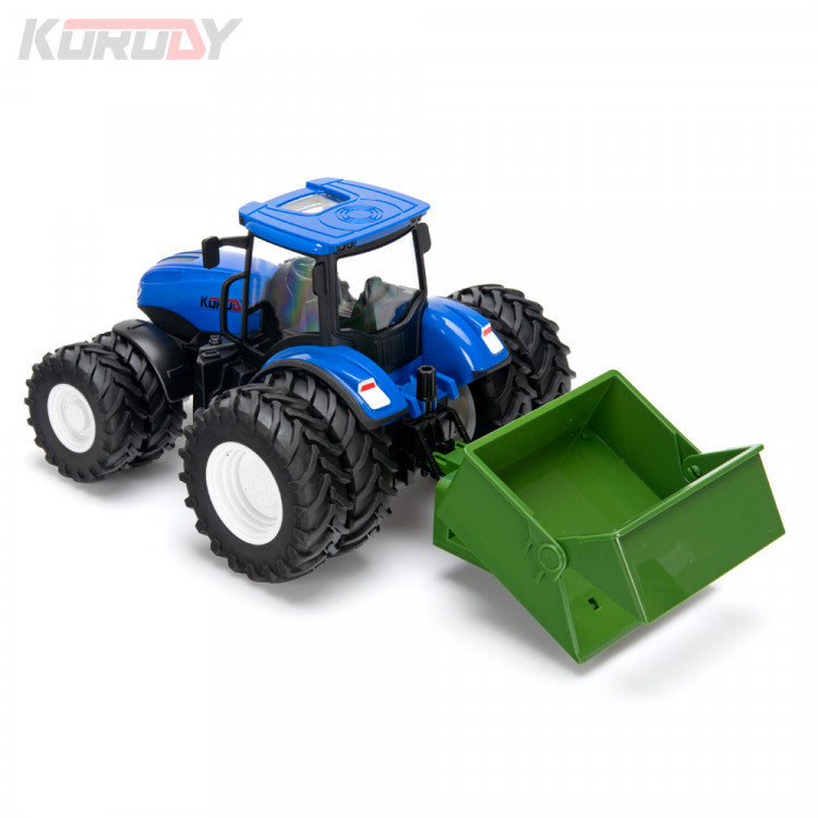 Tracteur jouet radiocommandé 1/24 double roues avec godet basculant KO6640HB