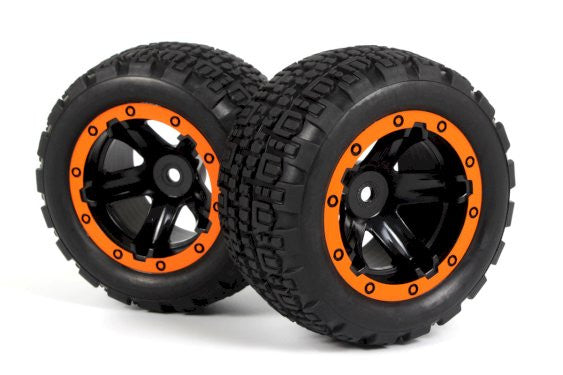 Roues Blackzon Slyder ST / Pneus assemblés 1/16 (noir/orange) - 540197