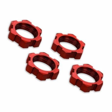 4 Écrous de roues 17mm alu rouge - Traxxas TRX7758R