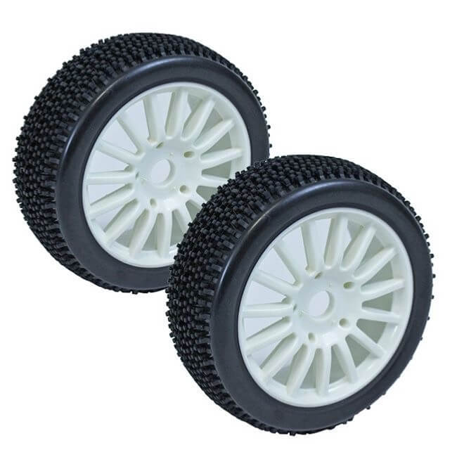 2 pneus et jantes Buggy 1/8 Rocket Av/Arr - Hobbytech HTR-T443