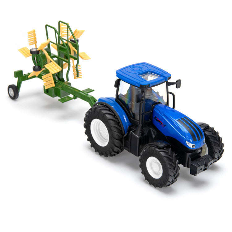 Tracteur jouet radiocommandé 1/24 avec faneuse a foin KO6637H